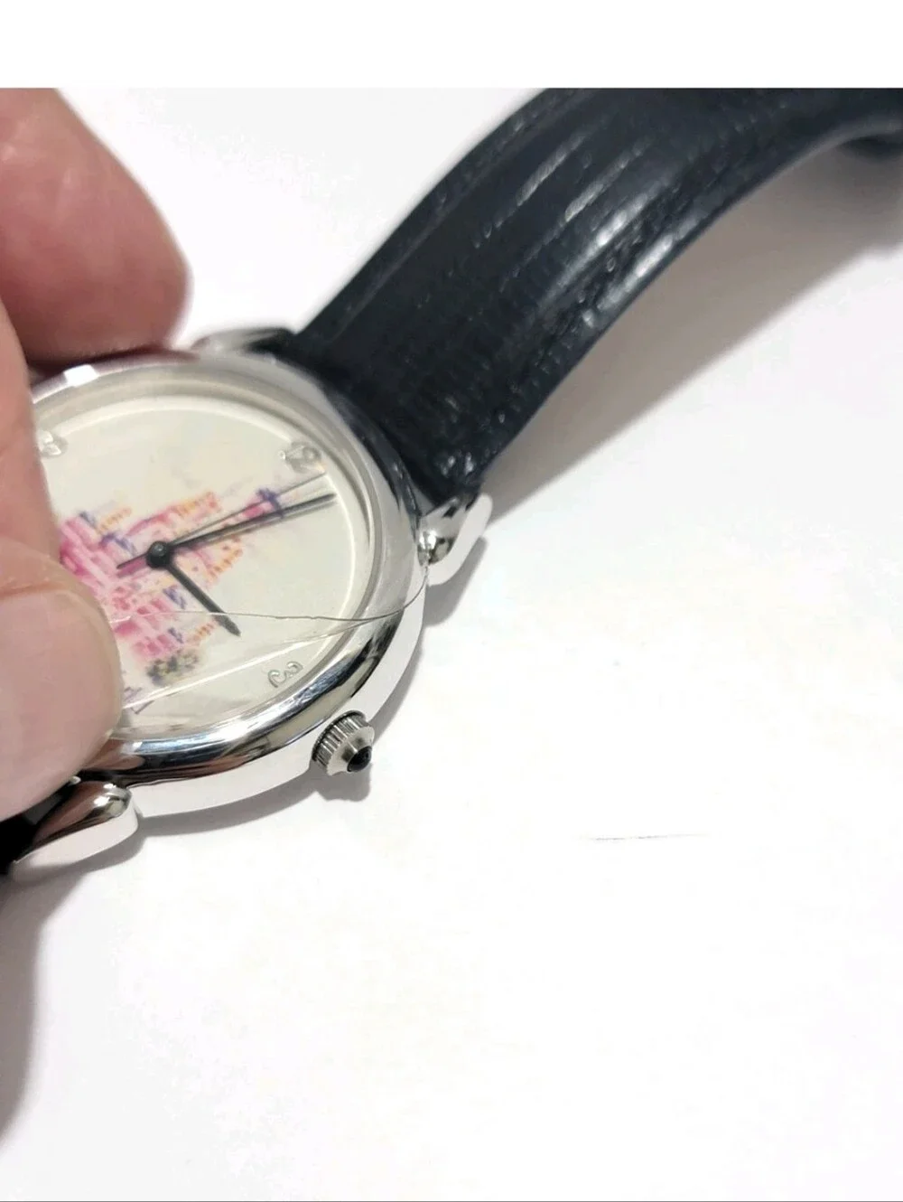 Disney 25th Castle Dial Leather Strap Watch - Black